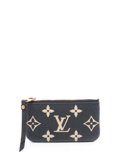 Pre-owned Louis Vuitton 2023 Bicolor Monogram Empreinte Key Pouch Coin Pouch In Black