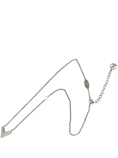 Pre-owned Louis Vuitton 2023 Brass Essential V Supple Necklace Costume Necklace In Silver