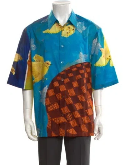 Pre-owned Louis Vuitton 2023 Damier Ebene Pattern Shirt In Blue