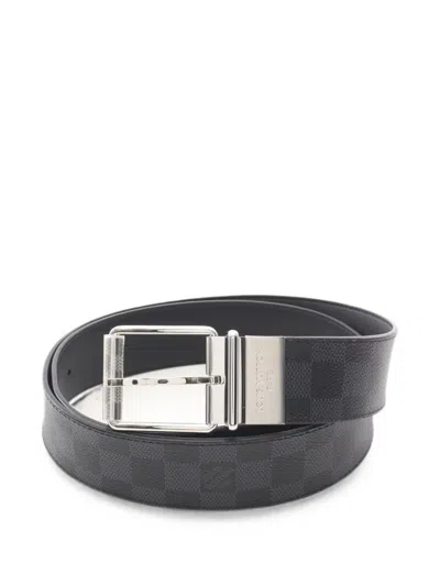 Pre-owned Louis Vuitton 2023 Damier Graphite Reversible Belt In Black