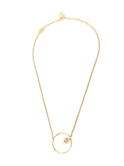 Pre-owned Louis Vuitton 2023 Eclipse Pearl Circle Necklace In Gold