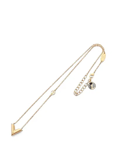 Pre-owned Louis Vuitton 2023 Essential V Necklace In Gold