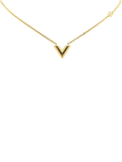 Pre-owned Louis Vuitton 2023 Gold Plated Essential V Necklace Costume Necklace