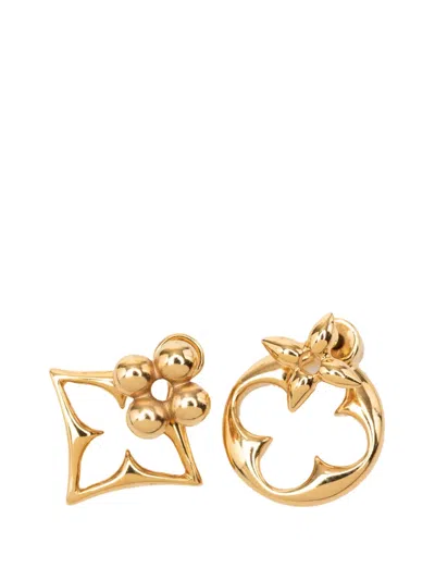 Pre-owned Louis Vuitton 2023 Gold Plated Flowergram Push Back Earings Costume Earrings
