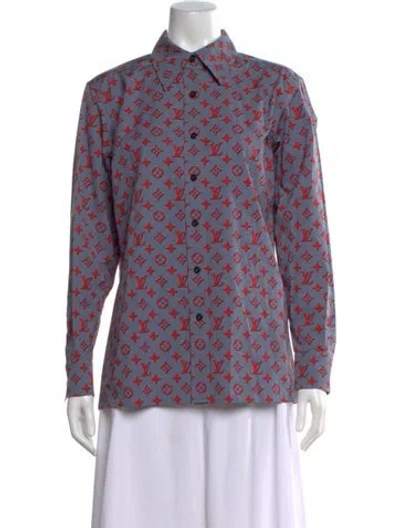 Pre-owned Louis Vuitton 2023 Graphic Print Button-up Top In Gray