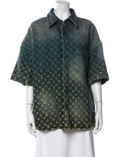 Pre-owned Louis Vuitton 2023 Graphic Print Denim Jacket W/ Tags In Blue