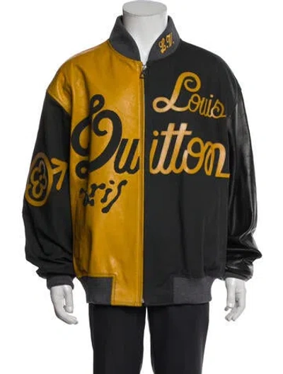 Pre-owned Louis Vuitton 2023 Graphic Print Varsity Jacket In Yellow