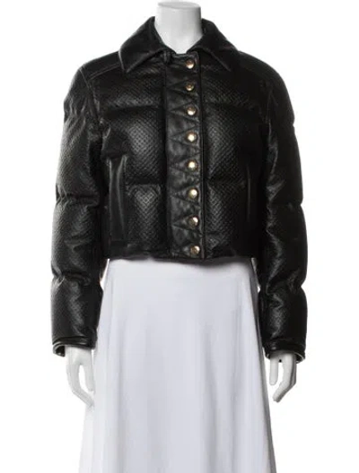 Pre-owned Louis Vuitton 2023 Lamb Leather Down Jacket In Black