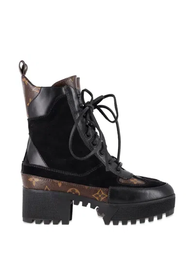 Pre-owned Louis Vuitton 2023 Laureate Monogram Boots In Black