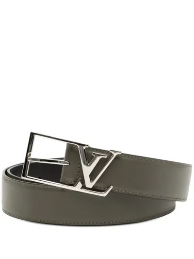 Pre-owned Louis Vuitton 2023 Leather Lv Initiales Skyline Belt In Brown