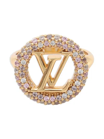 Pre-owned Louis Vuitton 2023 Louise Tresor Rhinestone Ring In Gold