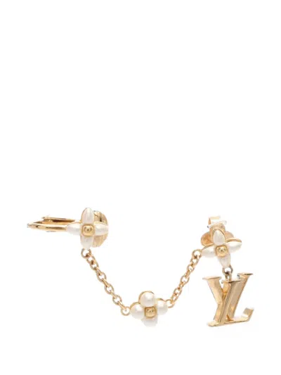 Pre-owned Louis Vuitton 2023 Lv Floragram Pearl Ear Cuff In Gold