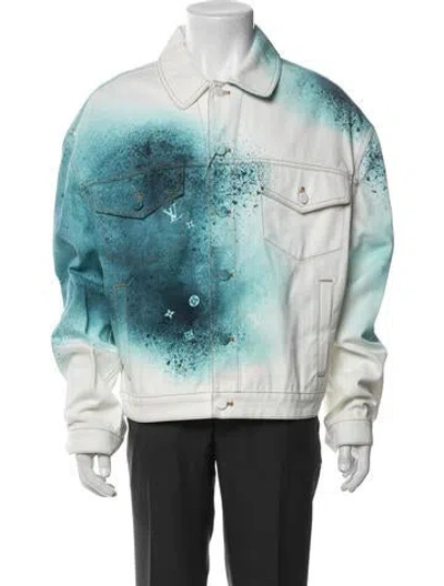 Pre-owned Louis Vuitton 2023 Lv Monogram Denim Jacket W/ Tags In White