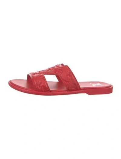 Pre-owned Louis Vuitton 2023 Lv Monogram Slides In Red