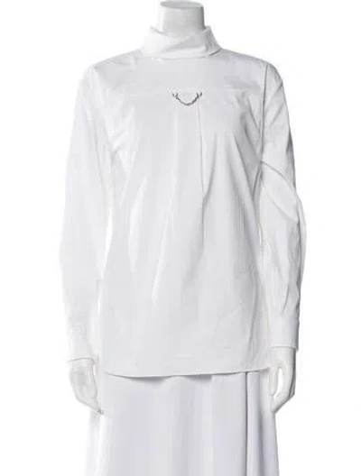 Pre-owned Louis Vuitton 2023 Mock Neck Blouse In White