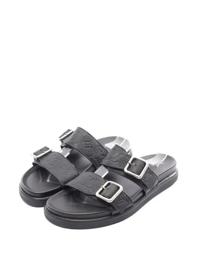 Pre-owned Louis Vuitton 2023 Monogram Buckle Sandals In Black