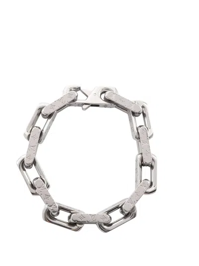 Pre-owned Louis Vuitton 2023 Monogram Chain Bracelet In Silver