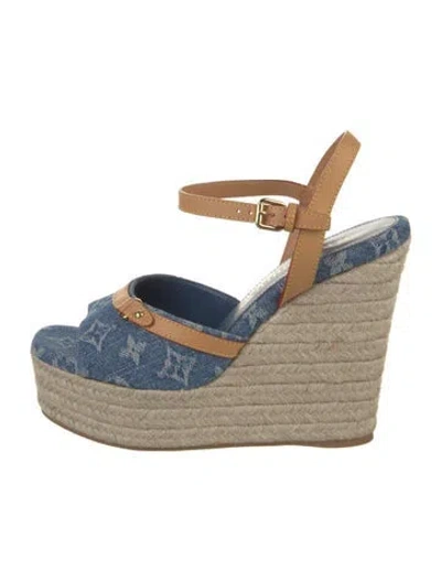 Pre-owned Louis Vuitton 2023 Monogram Denim Espadrilles In Neutral