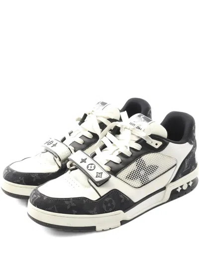 Pre-owned Louis Vuitton 2023 Monogram Denim Sneakers In White