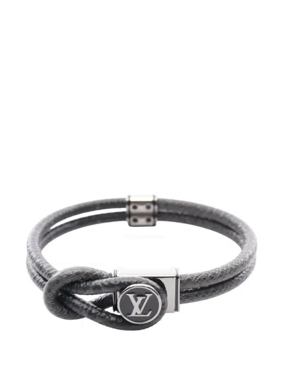 Pre-owned Louis Vuitton 2023 Monogram Eclipse And Taiga Loop It Bracelet Costume Bracelet In Black
