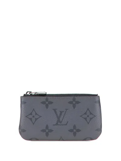 Pre-owned Louis Vuitton 2023 Monogram Eclipse Reverse Trio Messenger Key Pouch Coin Pouch In Gray
