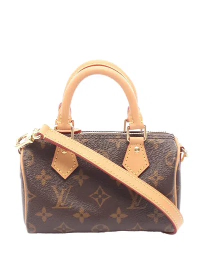 Pre-owned Louis Vuitton 2023 Monogram Nano Speedy Satchel In Brown