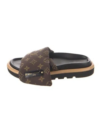 Pre-owned Louis Vuitton 2023 Pool Pillow Flat Comfort Slides In Brown