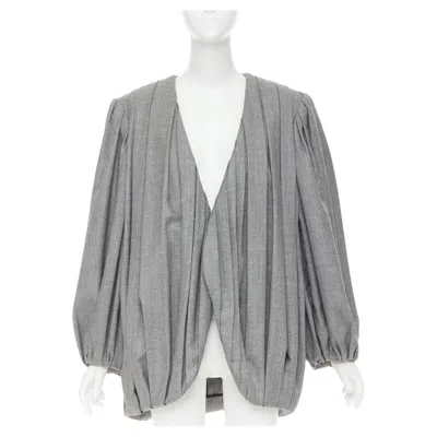 Pre-owned Louis Vuitton 2023 Runway Grey Pleated Balloon Sleeves Power Shoulder Jacket In Gray