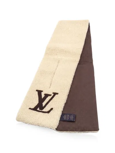 Pre-owned Louis Vuitton 2023 Shearling Monogram Scarf In Neutral