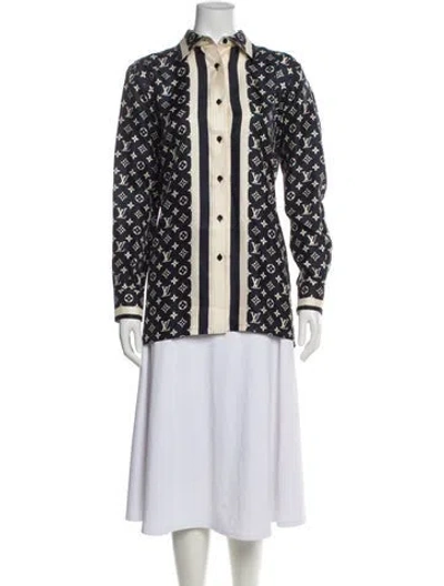 Pre-owned Louis Vuitton 2023 Silk Blouse In Blue