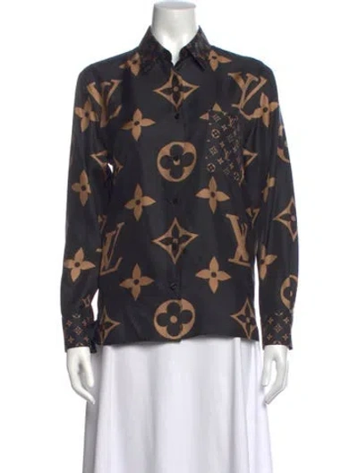 Pre-owned Louis Vuitton 2023 Silk Button-up Top W/ Tags In Black