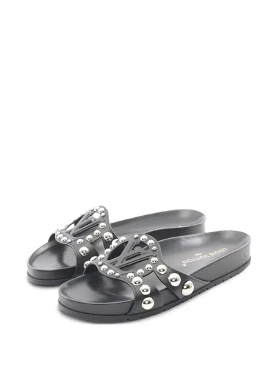 Pre-owned Louis Vuitton 2023 Studded Leather Sandals In Black