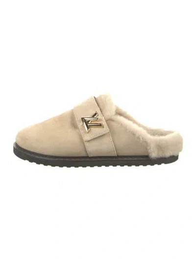 Pre-owned Louis Vuitton 2023 Suede Mules In Neutrals