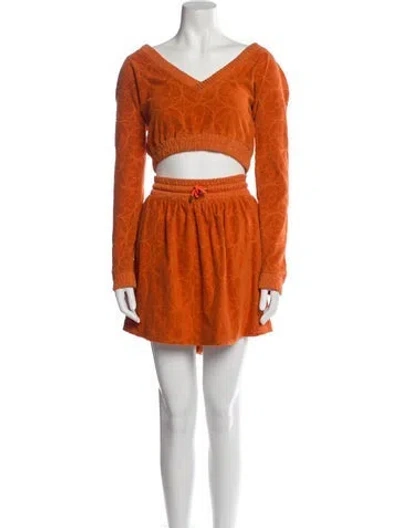 Pre-owned Louis Vuitton 2023 Terry Cloth Skirt Set In Orange