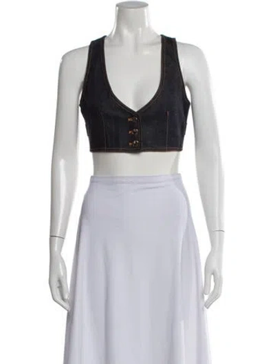 Pre-owned Louis Vuitton 2023 V-neck Crop Top In Black