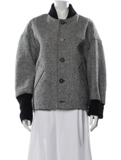 Pre-owned Louis Vuitton 2023 Wool Bomber Jacket In Grey