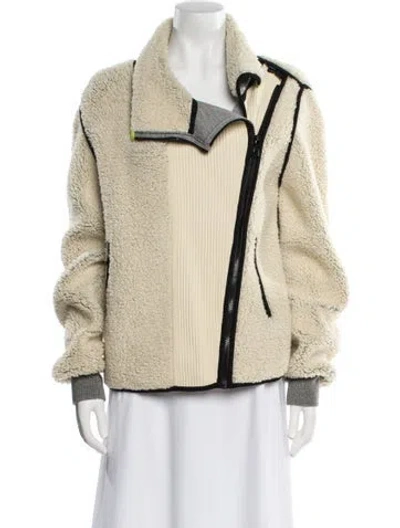 Pre-owned Louis Vuitton 2023 Wool Faux Fur Coat In Neutral