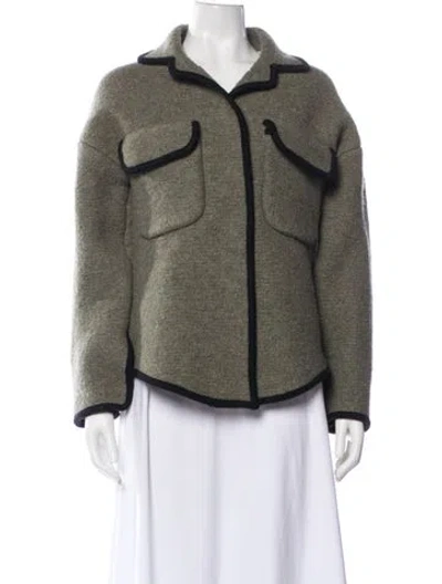 Pre-owned Louis Vuitton 2023 Wool Faux Fur Jacket In Green