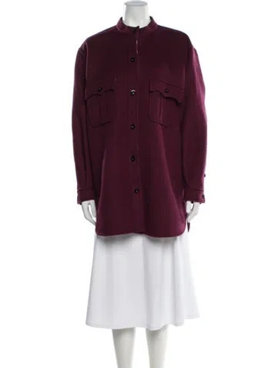 Pre-owned Louis Vuitton 2023 Wool Peacoat In Burgundy