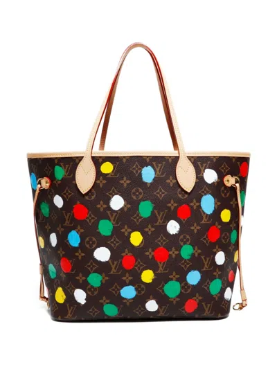 Pre-owned Louis Vuitton 2023 X Yayoi Kusama Neverfull Tote Bag In Brown