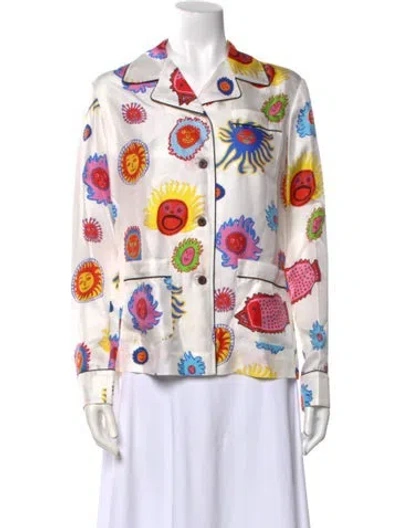 Pre-owned Louis Vuitton 2023 X Yayoi Kusama Pajama Button-up Top In White