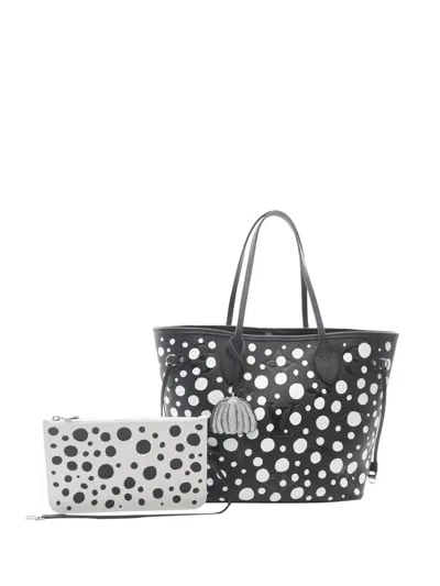Pre-owned Louis Vuitton 2023 Yayoi Kusama Infinity Dots Monogram Empreinte Neverfull Mm Tote Bag In Black