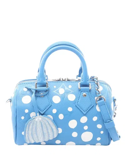 Pre-owned Louis Vuitton 2023 Yayoi Kusama Monogram Empreinte Speedy Bandouliere 20 Satchel In Blue