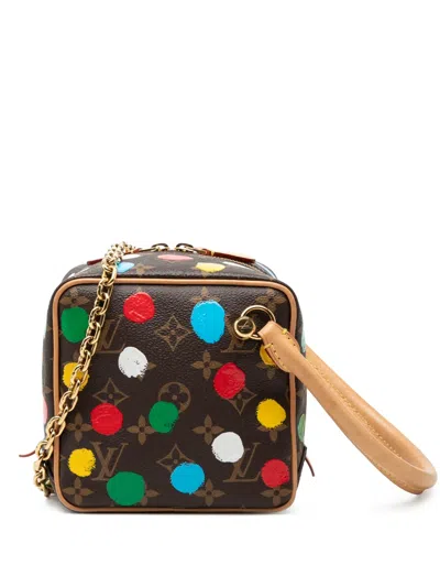 Pre-owned Louis Vuitton 2023 Yayoi Kusama Monogram Painted Dots Square Bag Satchel In Brown