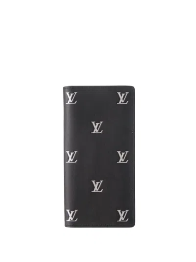 Pre-owned Louis Vuitton 2024 Blason Calfskin Monogram Brazza Bifold Wallet Long Wallets In Black