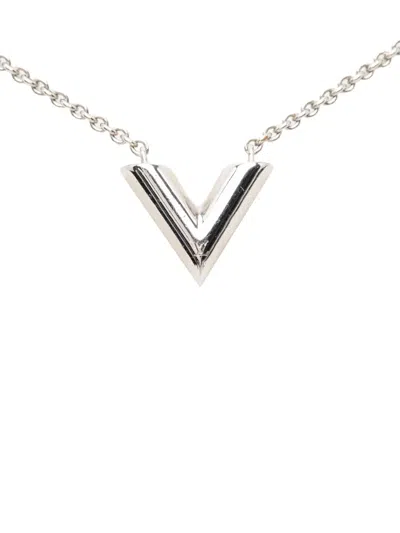 Pre-owned Louis Vuitton 2024 Brass Essential V Supple Necklace Costume Necklace In Silver