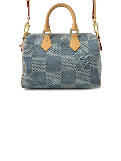 Pre-owned Louis Vuitton 2024 Damier Denim Speedy Bandouliere 25 Satchel