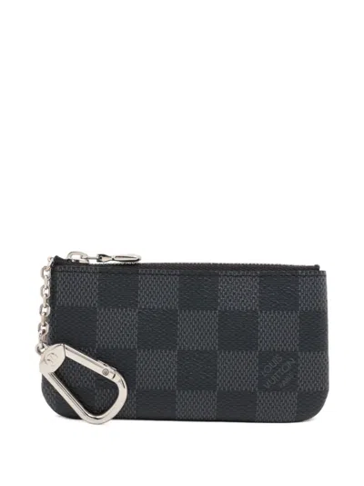 Pre-owned Louis Vuitton 2024 Damier Graphite Key Coin Pouch In Black