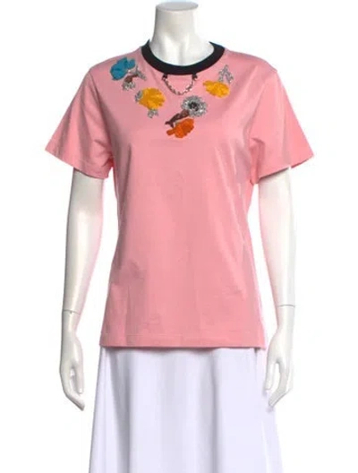 Pre-owned Louis Vuitton 2024 Embroidered Carnation T-shirt In Pink