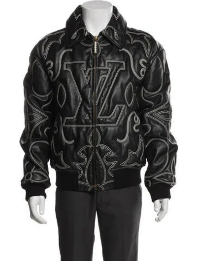 Pre-owned Louis Vuitton 2024 Faux Pearl Accents Moto Jacket In Black